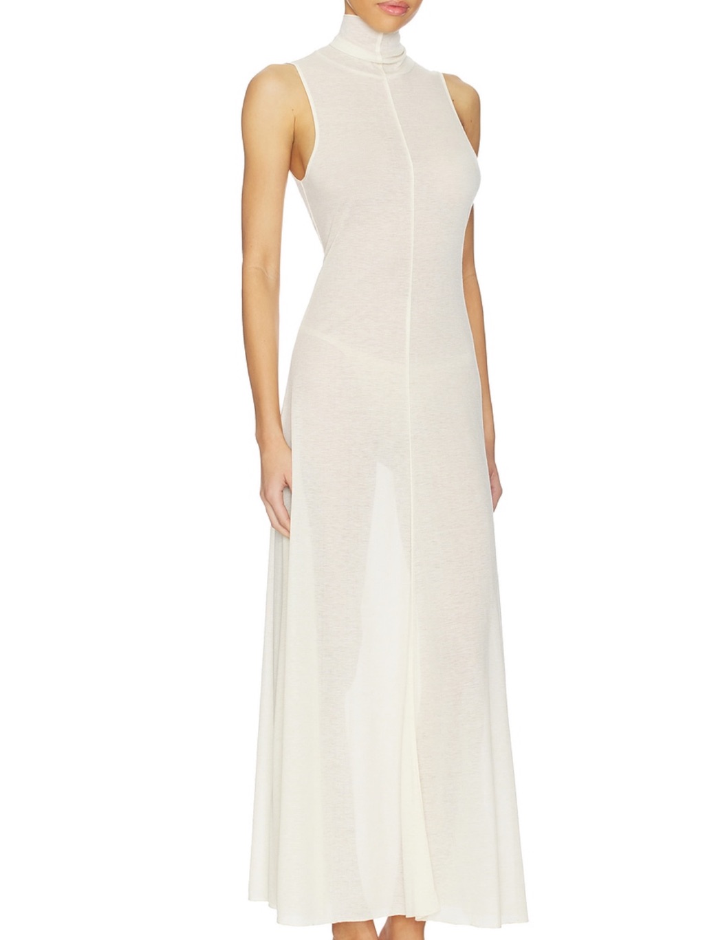 Sleeveless High Neck Maxi Dress In Ivory
